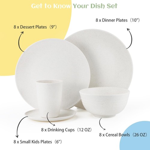 Elegant 40-Piece Eco-Friendly Dinnerware Set - Microwave & Dishwasher Safe - 第 4/9 張圖片