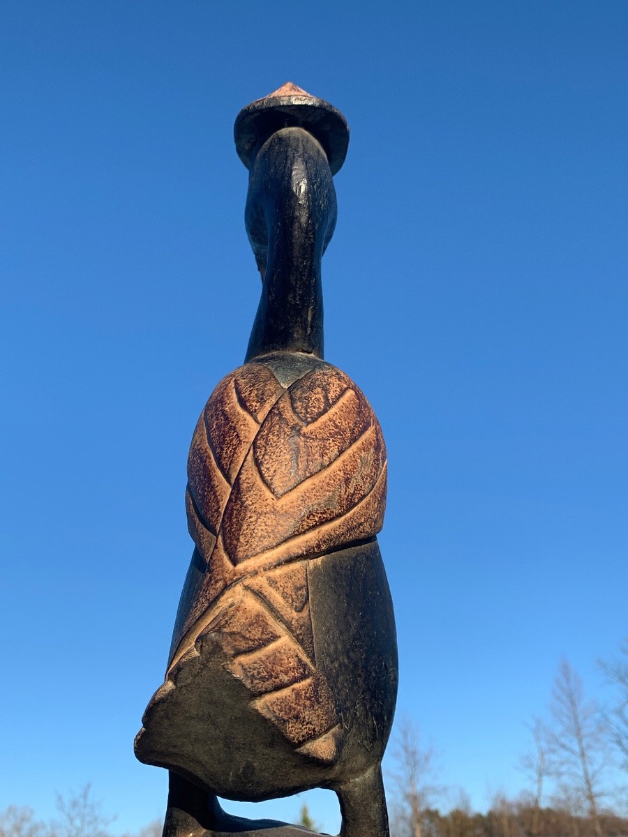 Vintage Peking Chinese Black Duck Wood Statue Bamboo Rice Vintage Peking Chinese Black Duck Wood Statue Bamboo Rice