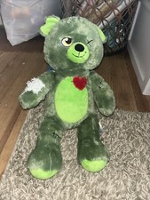 Build A Bear Zombear Zombie Green Teddy 16  Stuffed Plush Toy BAB RETIRED 2015
