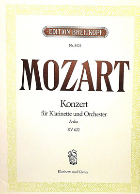 Mozart Clarinet Concerto in A Major for Clarinet  with Piano Acc. Breitkopf Ed.