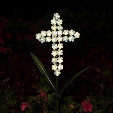 Solar Cross Garden Stake Outdoor Lights, 40 Inch Solar Powered Cross Lights S...