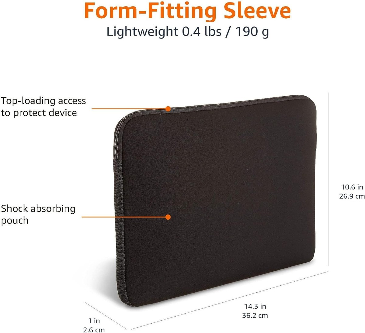 Amazon Basics 14-Inch Laptop Sleeve, Protective Case with Zipper