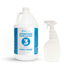 3 Food Grade Hydrogen Peroxide Solution 1 Gallon- with 32 oz Spray Bottle