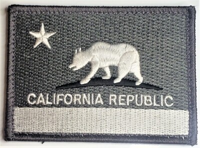  California Republic  Woven Embroidered VELCR0 Patch Grey  White
