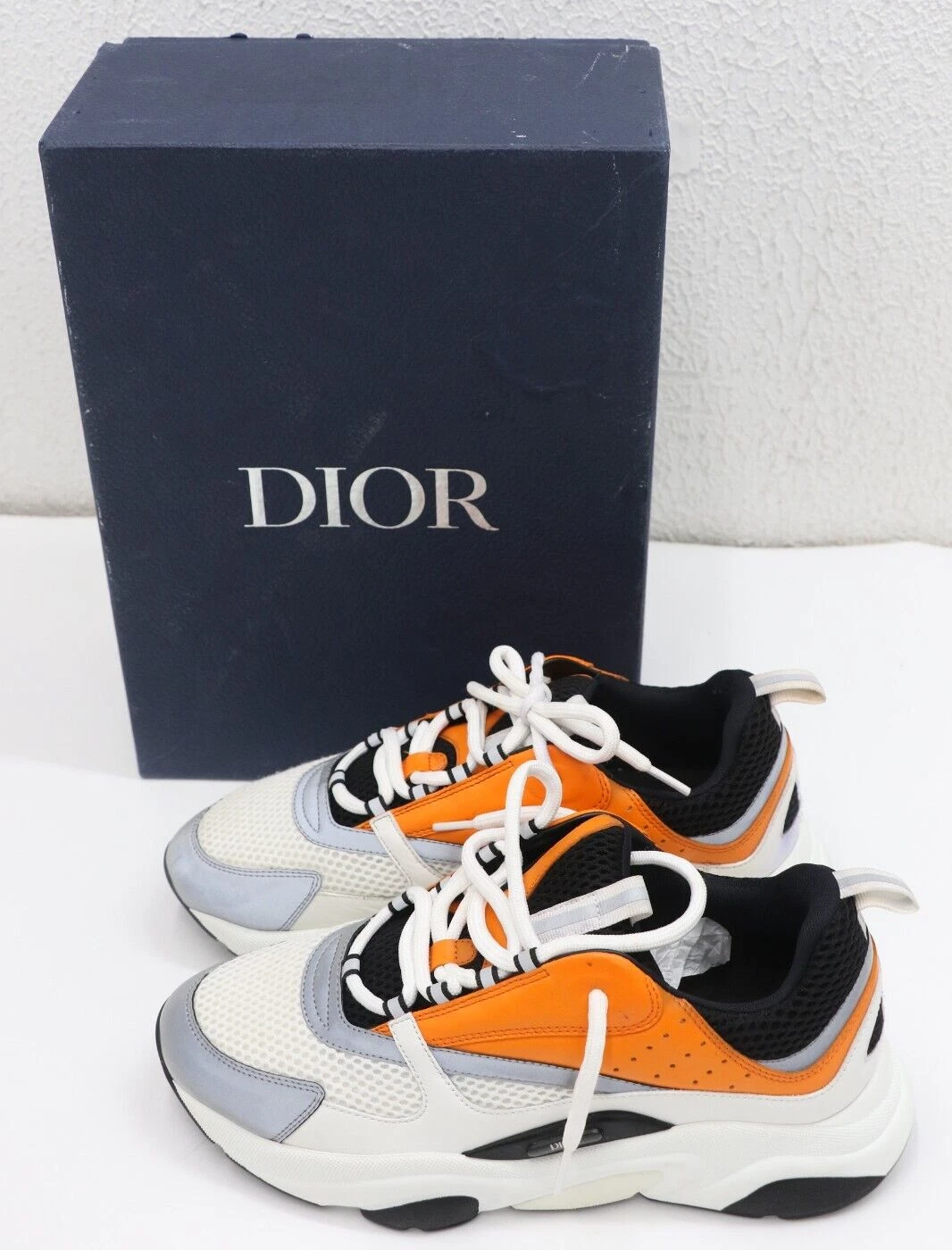 Baskets homme Dior B22 orange/noir/blanc taille 43/US 10