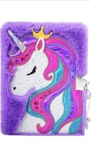 PINKSHEEP Unicorn Diary for Girls with Lock & Key, Notebook For Kids Plush Cute