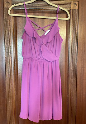 flowy purple mini dress Strapless Heart Collar Appliqued Tulle Flowy Mini Dress