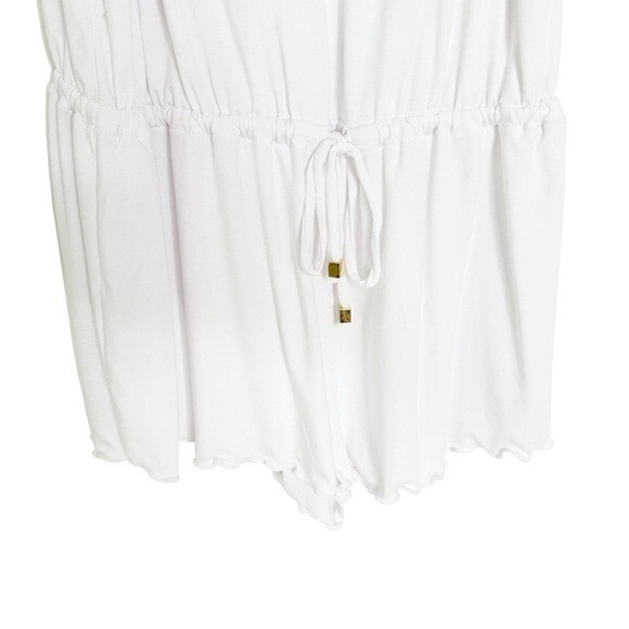 NWT CALIFORNIA WAVES Tie Waist Knit Swim Cover Up Romper White Size L