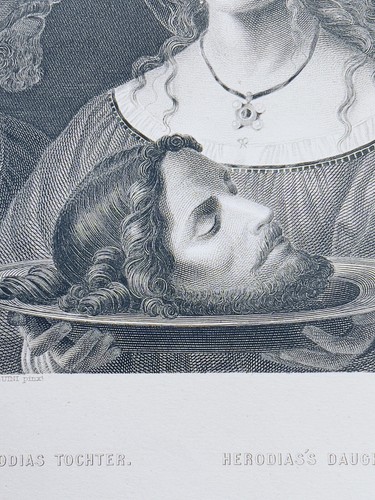 BERNARDINO LUN ERODIADE FIGLIA SALOME RARA 1872 INCISIONE ACCIAIO ANTICO INCISIONE - Foto 5 di 10