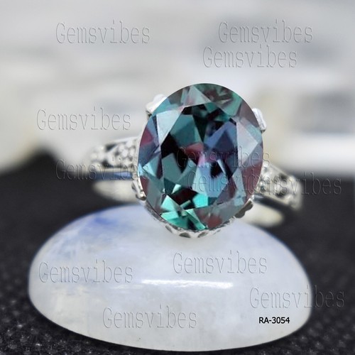 Color Changing Alexandrite Ring Handmade 925 Sterling Silver Ring For Women Gift