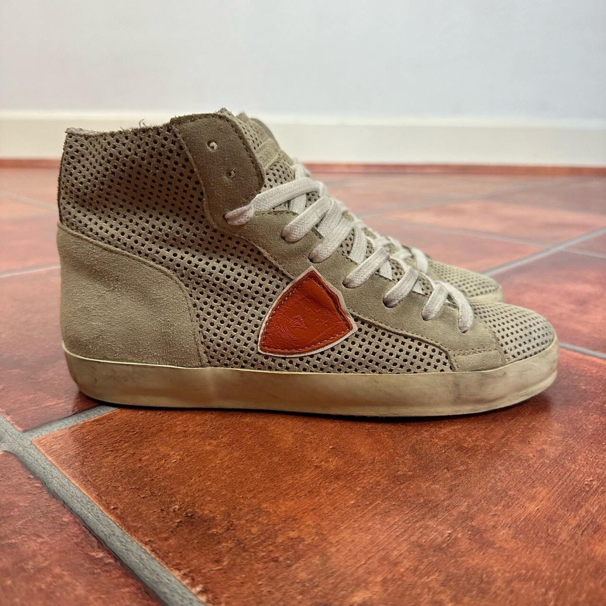 Philippe Model Paris High-Top Perforated Leather Sneakers Size 38 