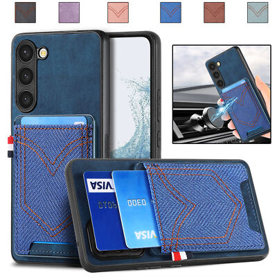 Hülle für Samsung S20 S21 FE S22 S23 S24 Ultra + Card Holder Wallet Schutz Case