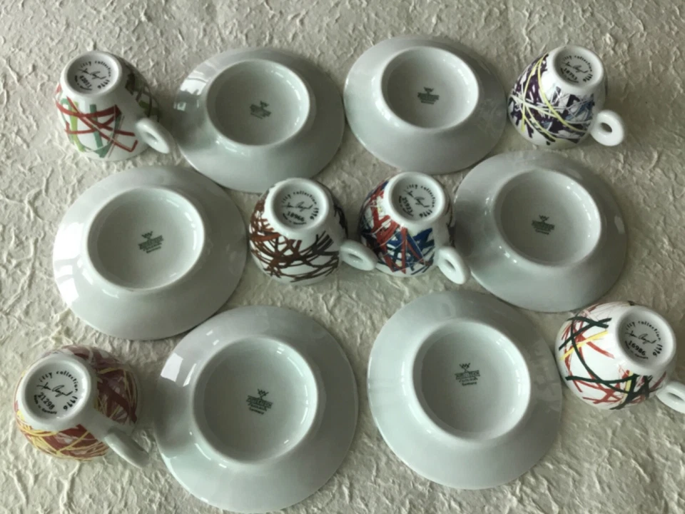 James Rosenquist 1996 juego de 6 tazas y platillos espresso. Firmado y numerado. Foto 2 de 4