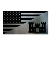 USA FLAG UNITED STATES ARMY ENGINEER TACTICAL METALLIC CHROME VINYL DECAL