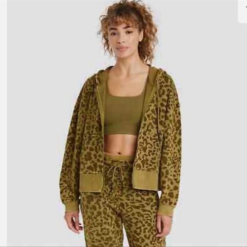 NWT JoyLab Full Zip Animal Print Acid Wash Hoodie eBay