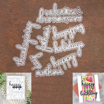 Holidays Happy Sentiments Large Words w Shadows Cutting Dies   Valentine's Day +