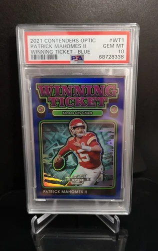 PSA 10 #'ed/99 💥 PATRICK MAHOMES II 2021 Panini Optic Winning Ticket Blue Gem
