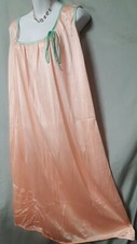 ONLY NECESSITIES Peach Green Nightgown Calf Sleeveless  6X  76" BUST