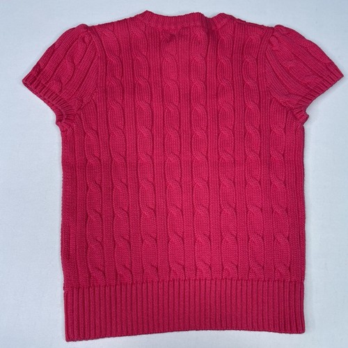 Polo Ralph Lauren Girls Size 5 Pink Cable-knit Short Sleeve Sweater Shirt - Picture 6 of 7