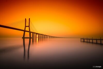 Anime portugal lisbon vasco da gama bridge orange sky Play Gaming Mat Desk