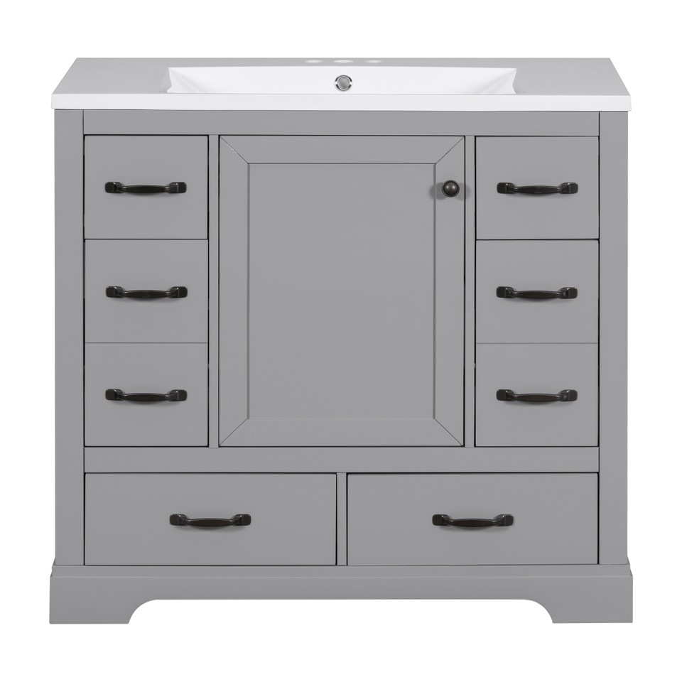 36" Bathroom Vanity w/Sink,6 Drawers, Freestanding Bath Vanity Cabinet ...