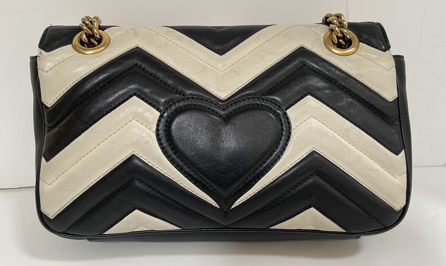 Gucci GG Marmont Small Black/White Chevron Quilted Leather Bag - Limited Edition image 5