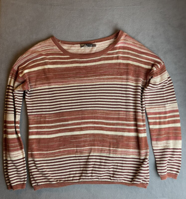 PrAna Long Sleeve Sweater Crossover Open Wrap Back Pullover Metallic Thread Sz M