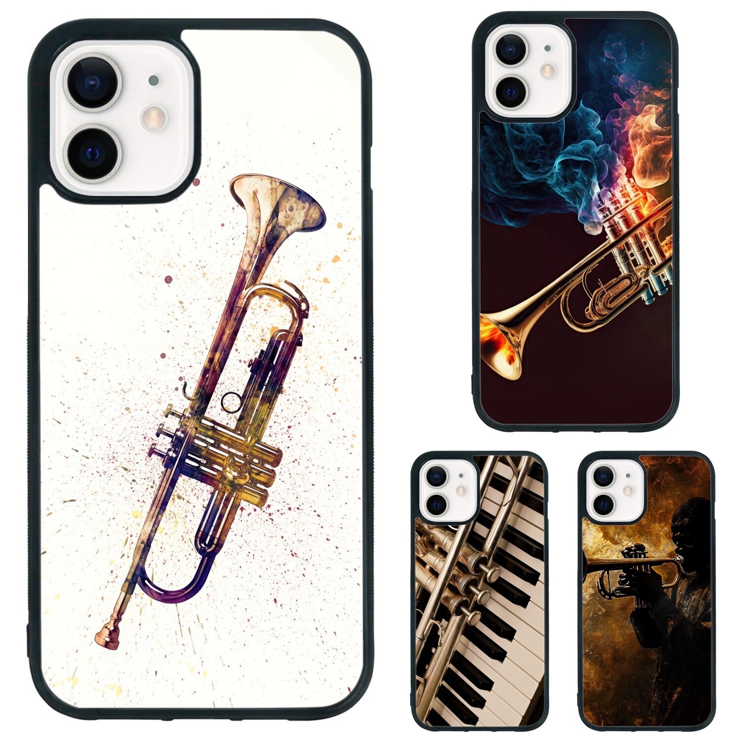 For iPhone XS XR 6 7 8 Plus SE 2nd 3rd Rubber Case trumpet Poster Jazz