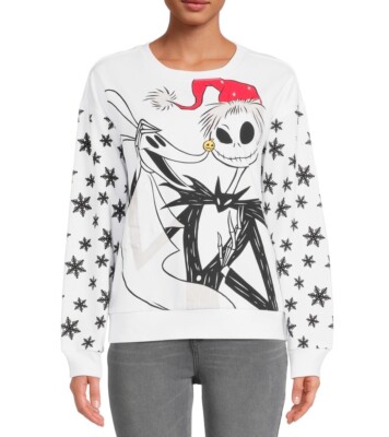 NIghtmare Before Christmas Holiday White Sweatshirt Lights Up Size XXL Juniors