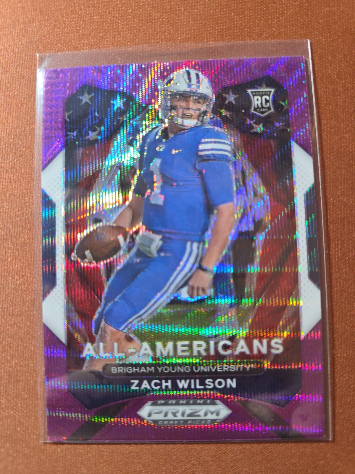 2021 Prizm Draft Picks - All-American Zach Wilson #182 Purple Wave Prizm (RC)