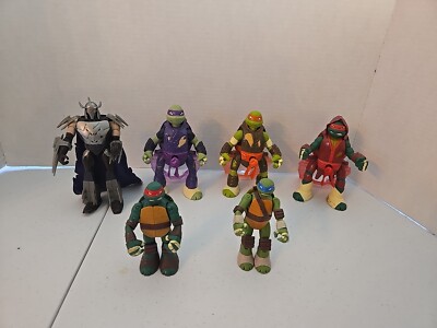 Lot of 6 Viacom Playmates TMNT Teenage Mutant Ninja Turtles Action Figures 2013