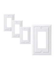 DEWENWILS Metal Outlet Covers, 4-Pack Outlet Wall Plates, White Wall Wall Plates