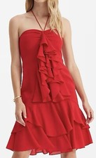 Express Halter Neck Ruffle Mini Sheath Dress Size 2