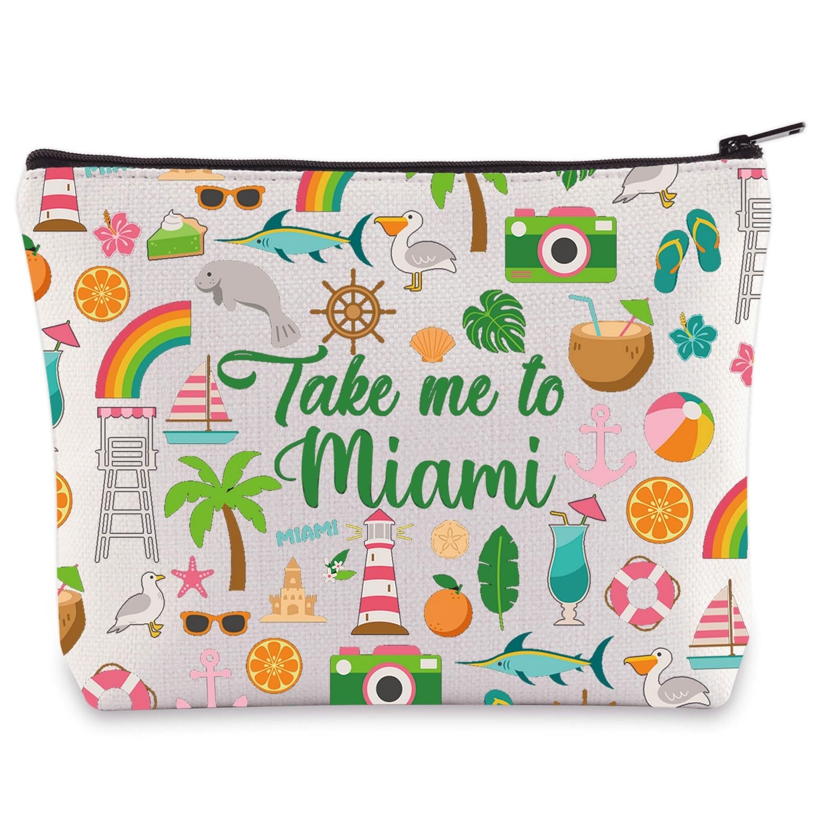 WZMPA Miami Florida Travel Cosmetic Bag Miami Souvenir Gifts Take Me To Miam ...
