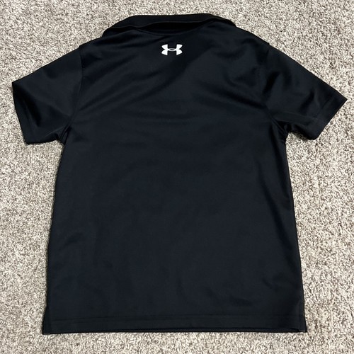 Boys Under Armour UA Polo Collared Short Sleeve Shirt Heat Gear YSM Black - Picture 2 of 2