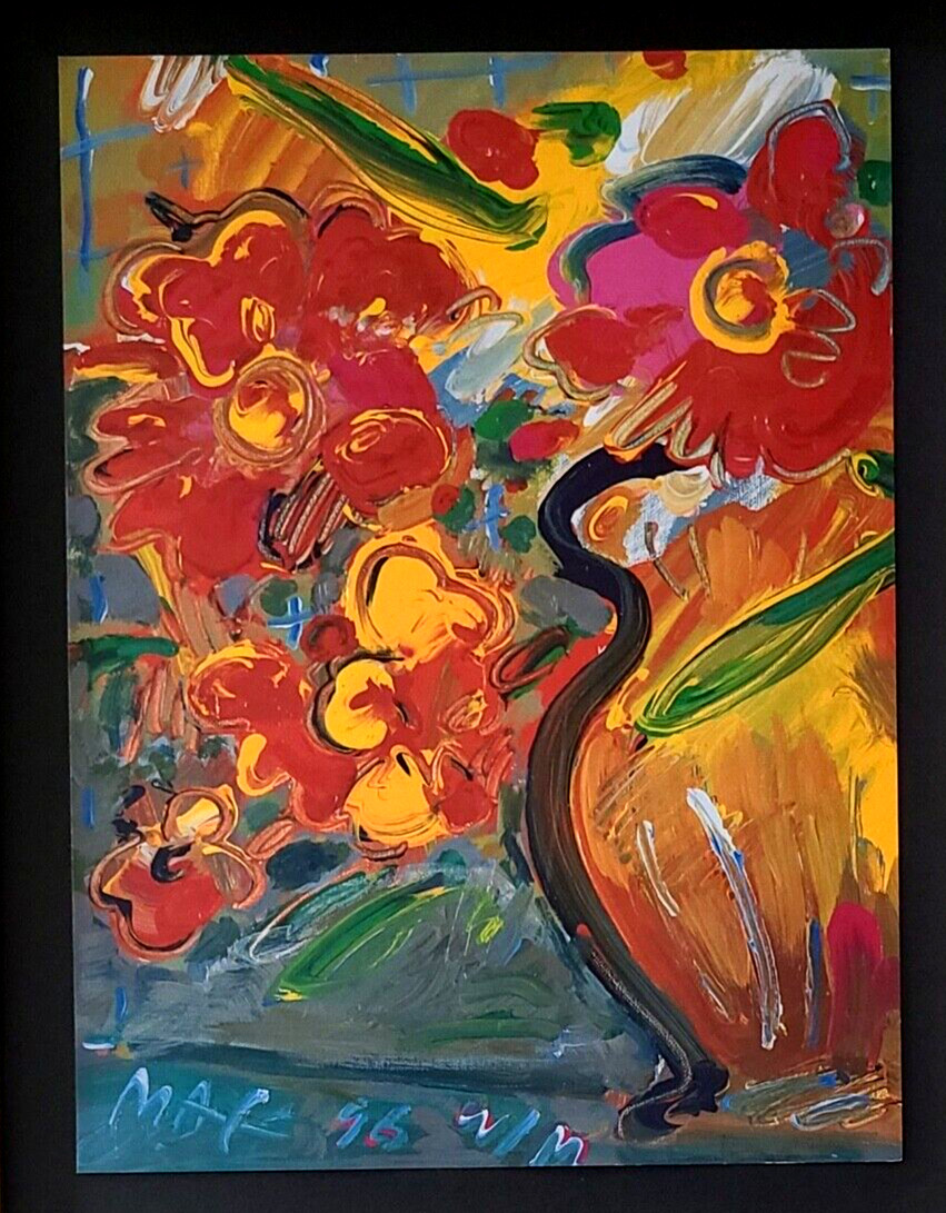 PETER MAX + POP ART +  1990'S SIGNED PRINT  + NEW GOLDEN FRAME