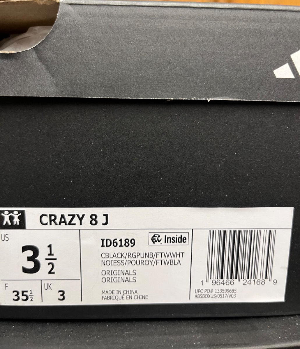 RARE Adidas Crazy 8 J Black Purple White 