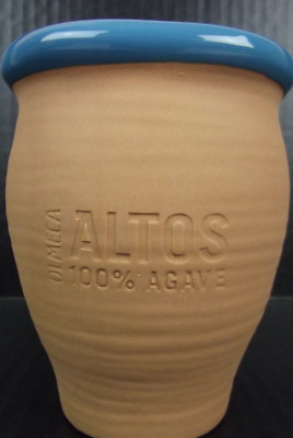 Olmeca Altos 100% Agave Tequila Terra Cotta Pottery Cantaritos Cup Mug Glass 4.5