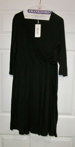 MISSKY WOMENS PLUS BLACK CROSSOVER KNIT DRESS, SIZE 2XL, NWT, # 994ZH