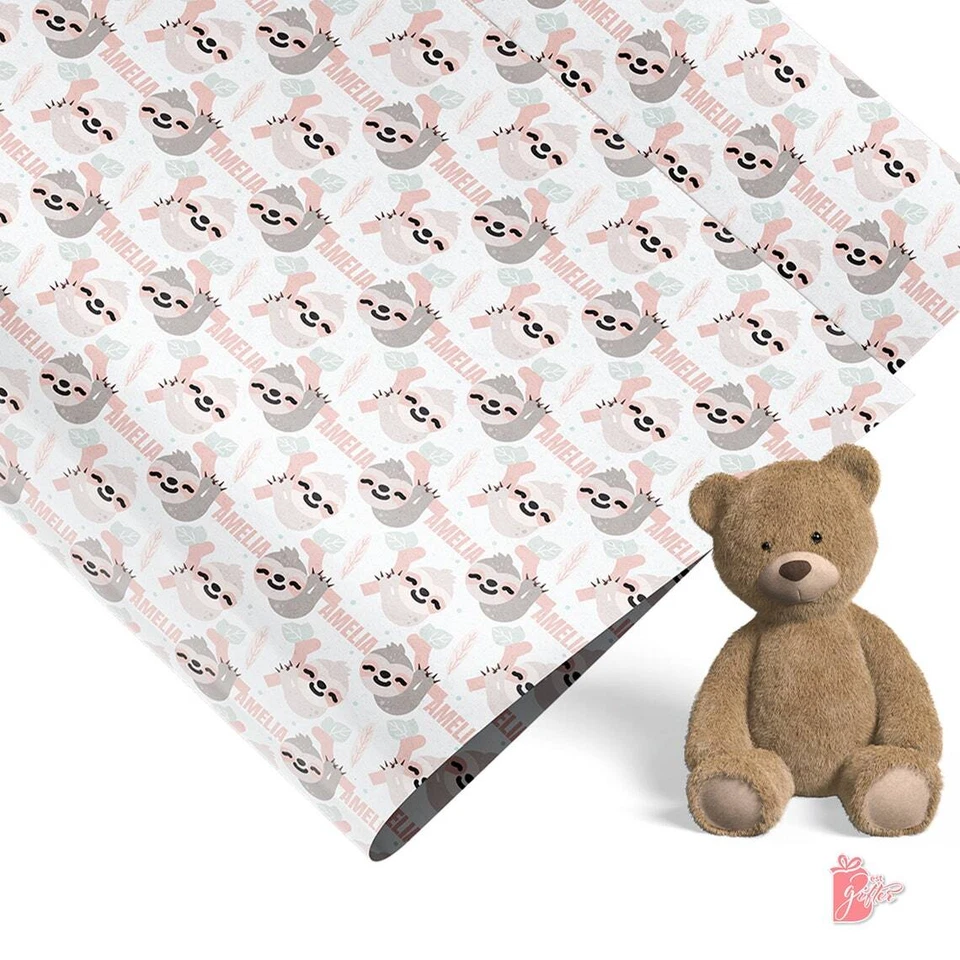 Rolo de papel de embrulho personalizado para presente 24 polegadas com nome pendurado preguiça embrulho para presente - Imagem 4 de 4