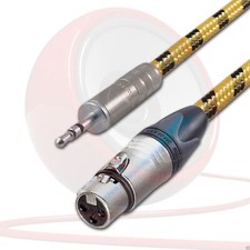 Pseudo Balanced Female XLR to 3.5mm Stereo Mini Jack Lead. Braided Mic AUX Cable