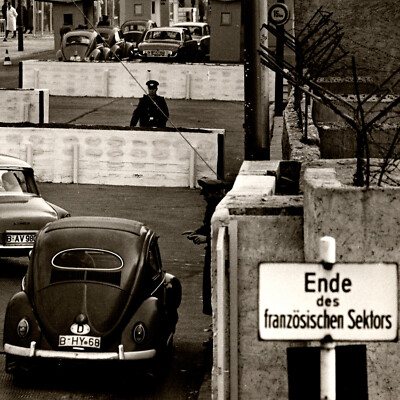 Vintage 1965 RPPC Chausseestrasse Checkpoint Soviet Sector Postcard Berlin