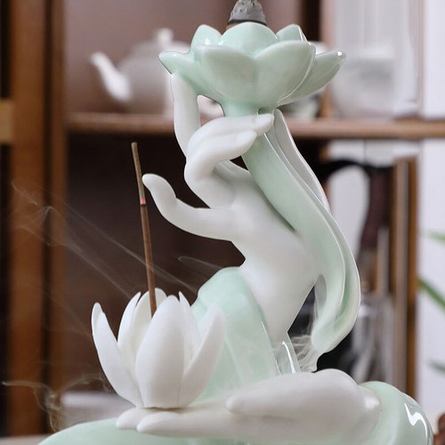 1pcs Ceramic Incense Cone Burner Holder Waterfall Backflow Censer Home Decor - Picture 6 of 17