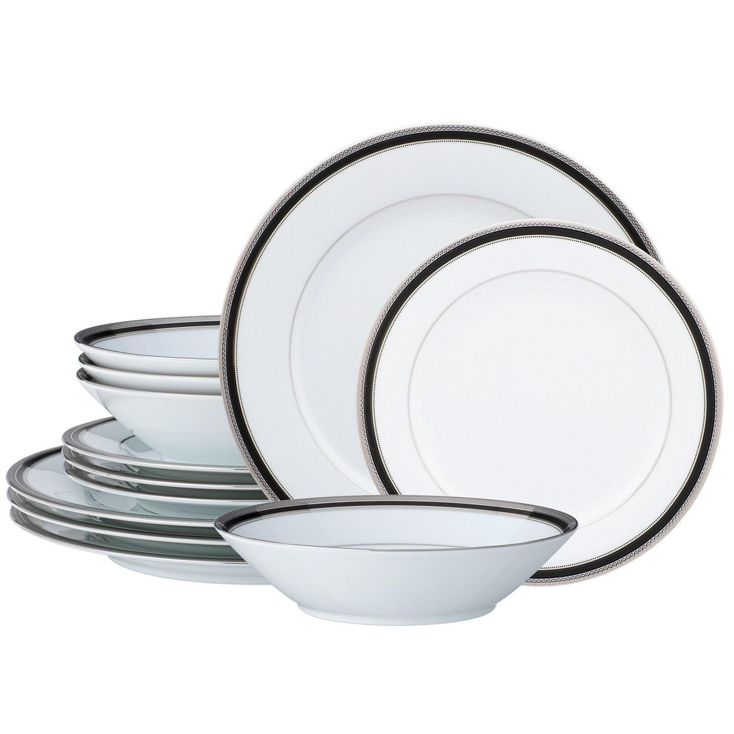 Noritake Austin Platinum 12-Piece Dinnerware Set, Service Fo