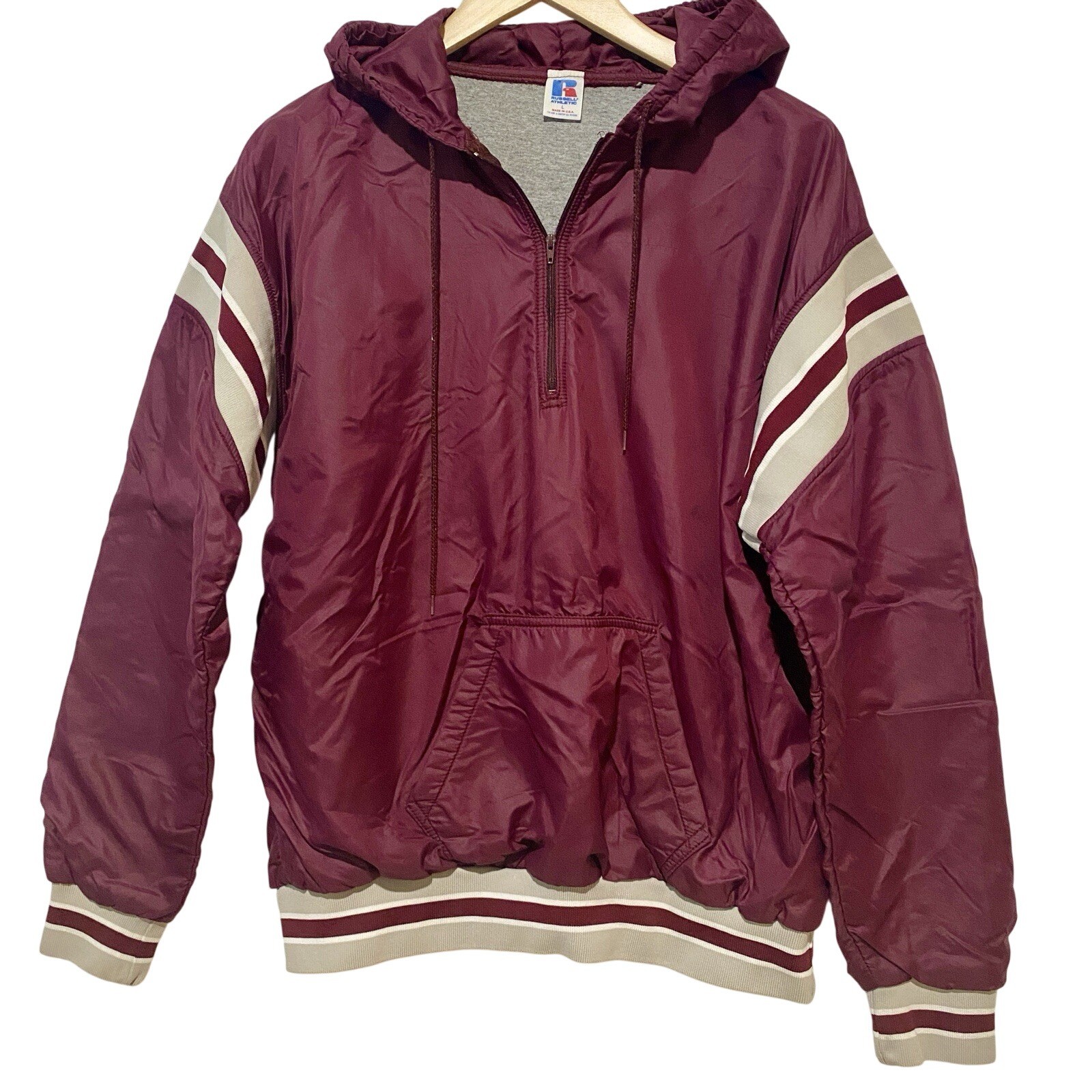 Vintage Russell Athletic Pullover Windbreaker Maroon L USA Made