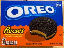 NEW OREO REESE'S PEANUT BUTTERY CREME CHOCOLATE SANDWICH COOKIES 10.81 OZ (306)g