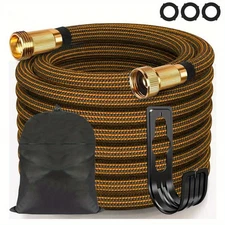 100 Feet Heavy Duty Rubber Garden Hose - Non-Expanding, Leak-Proof, Anti-Twist 