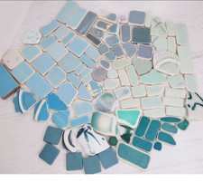 sea glass pottery Tile Surf-Tumbled sea tiles blue green assortment