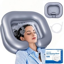 Silvery Inflatable Shampoo Basin Bedridden Portable Hair Wash Bowl Sink