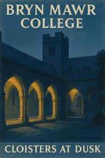 🎓 Bryn Mawr College Cloisters at Dusk - Vintage Art Print 1920s 🌆